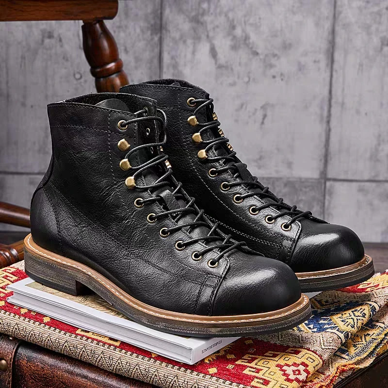 Leatherwork Boots - Handgemachte britische große Größe Männer Stiefel