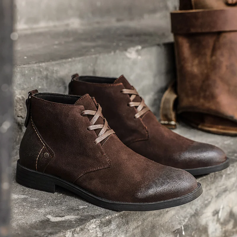 Vintage Leatherwork - Neue Kuh Wildleder Stiefeletten handgemachte Vintage