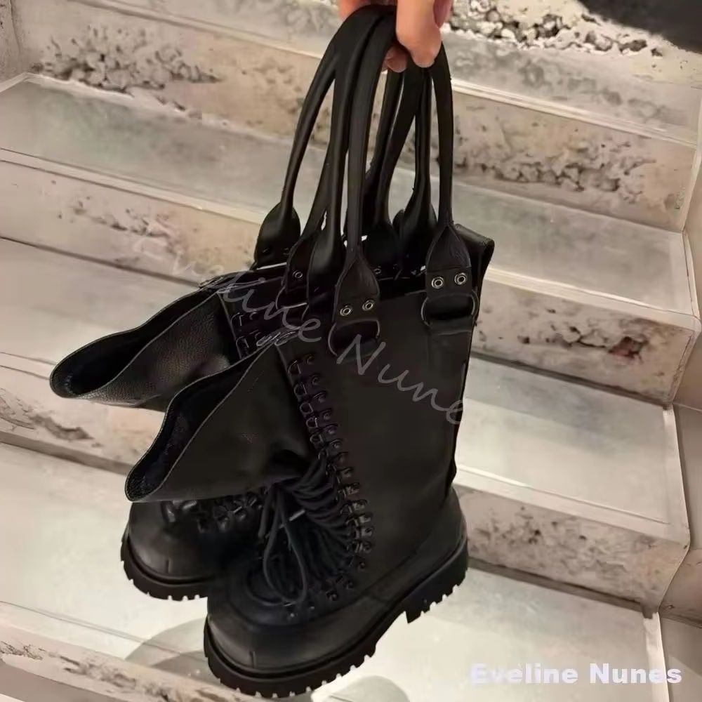 Leatherwork Boots - Retro Echtleder Motorradstiefel für Damen mit