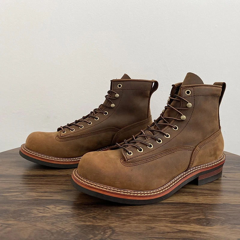Vintage Leatherwork - Vintage Britische Männer Stiefeletten Handgemachte Hohe