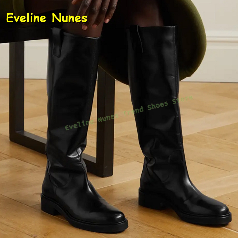 Leatherwork Boots - Schwarze Leder-Kniehohe Reitstiefel für Damen mit