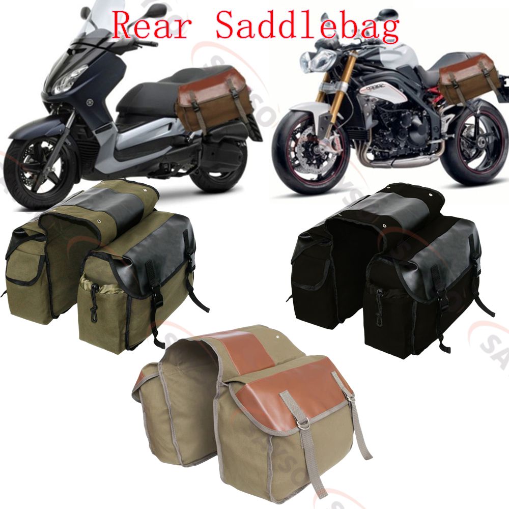 Leatherwork Bag - Leinwand Leder Hinten Satteltasche Motorrad Schwanz