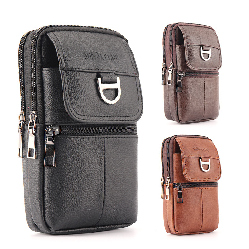 Leatherwork Bag - Herren-Leder-Gürteltasche - Große Kapazität Handy-Gürteltasche -